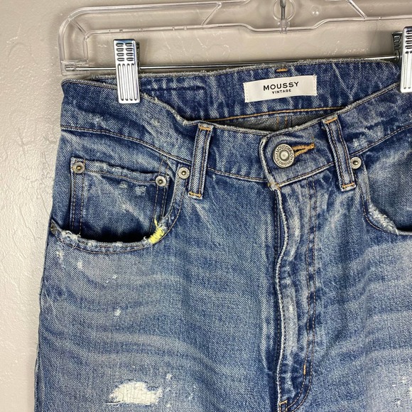 Moussy Vintage Distressed High Rise Tapered Jeans Size 26 - Picture 3 of 9